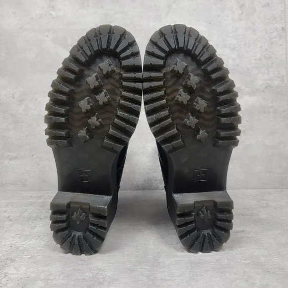Dr Martens Leona Womens Black Size 8 Leather Heeled Combat Boots