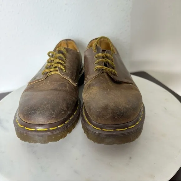 Dr Martens Men's 1561 Shoes England Size 5 Brown Leather Lug Sole Air Cushion