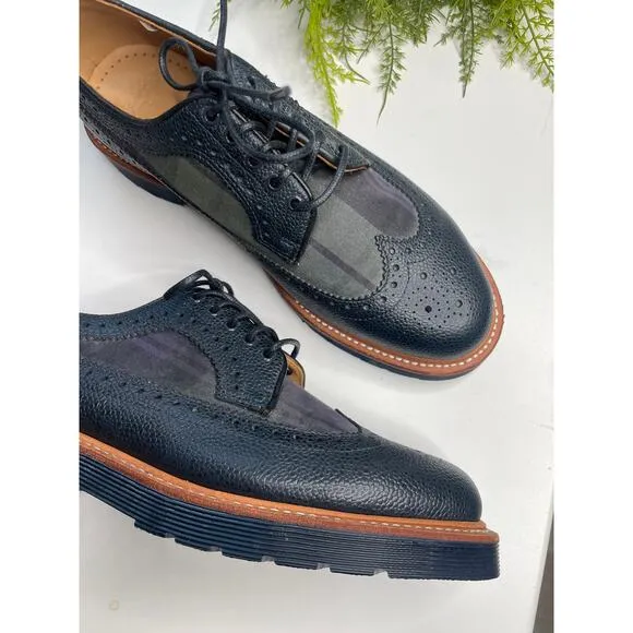 Dr Martens Mens Windsor 3989 Brogue Shoes Size 7 Navy Green Plaid Preppy Work