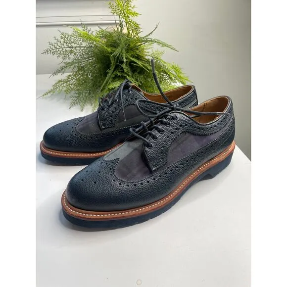 Dr Martens Mens Windsor 3989 Brogue Shoes Size 7 Navy Green Plaid Preppy Work