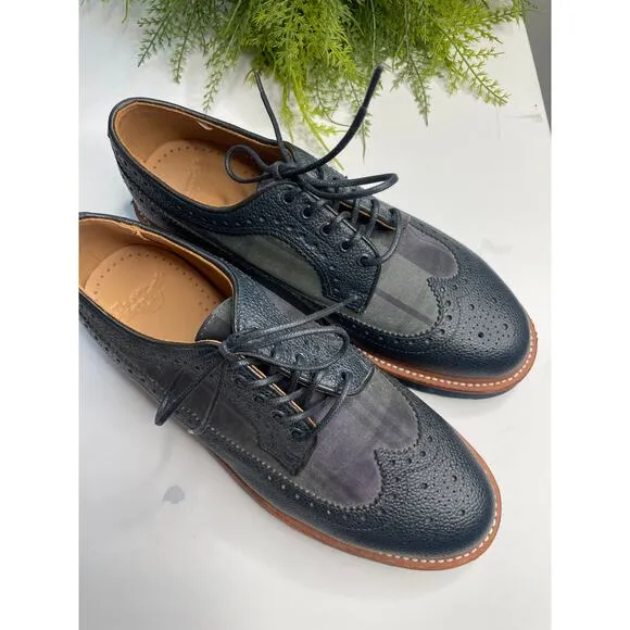 Dr Martens Mens Windsor 3989 Brogue Shoes Size 7 Navy Green Plaid Preppy Work