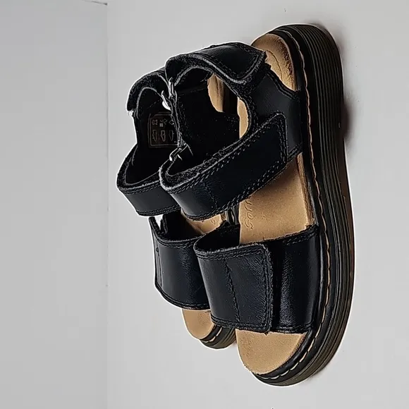 Dr Martens Romi J Sandals Shoes Leather Black Hook-and-loop Adjustable Straps 13