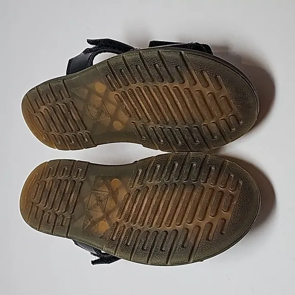 Dr Martens Romi J Sandals Shoes Leather Black Hook-and-loop Adjustable Straps 13
