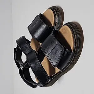 Dr Martens Romi J Sandals Shoes Leather Black Hook-and-loop Adjustable Straps 13