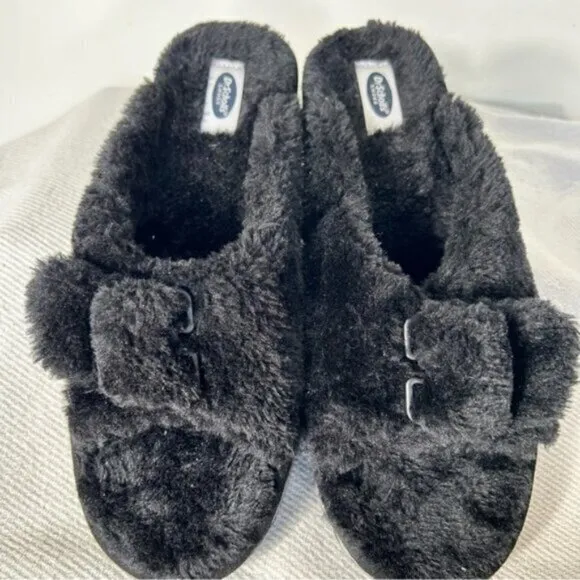 Dr. Scholl's NEW Shoes Women's Staycay OG Slipper Black Faux Fur Size 9 M