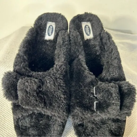 Dr. Scholl's NEW Shoes Women's Staycay OG Slipper Black Faux Fur Size 9 M