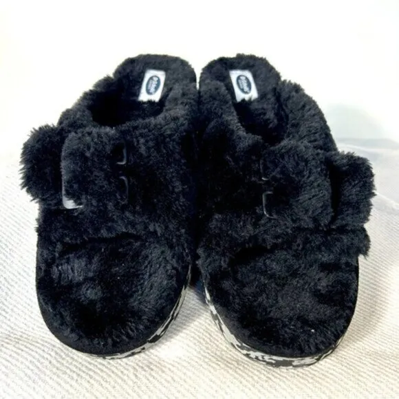 Dr. Scholl's NEW Shoes Women's Staycay OG Slipper Black Faux Fur Size 9 M