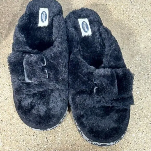 Dr. Scholl's NEW Shoes Women's Staycay OG Slipper Black Faux Fur Size 9 M