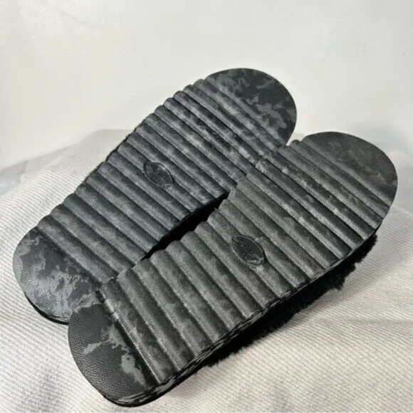 Dr. Scholl's NEW Shoes Women's Staycay OG Slipper Black Faux Fur Size 9 M