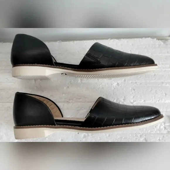 Dr. Scholls Women's 9M Shoes Croc Cushioned Quilted Heel Slip on Flats Black