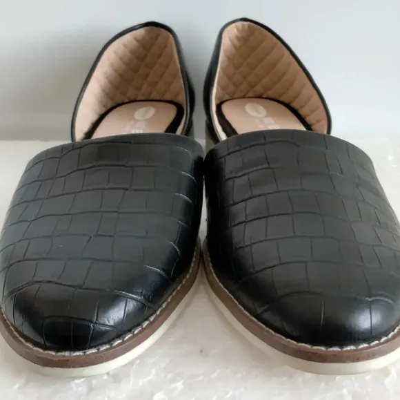 Dr. Scholls Women's 9M Shoes Croc Cushioned Quilted Heel Slip on Flats Black