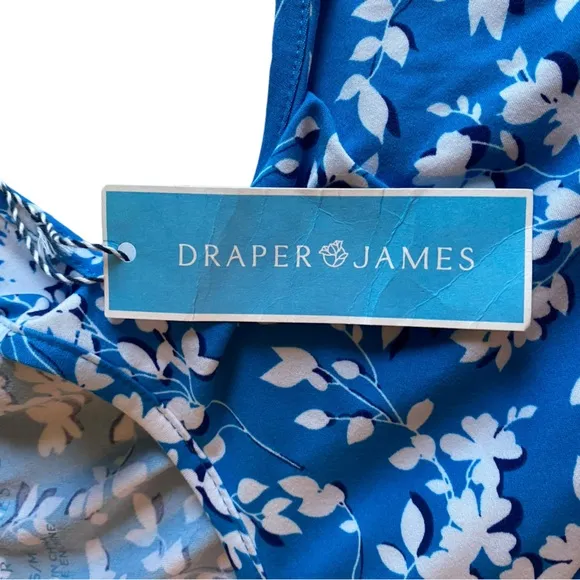 Draper James Floral RuffleHem Sun Dress Blue White Jersey Knit Size S/M…