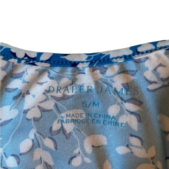 Draper James Floral RuffleHem Sun Dress Blue White Jersey Knit Size S/M…