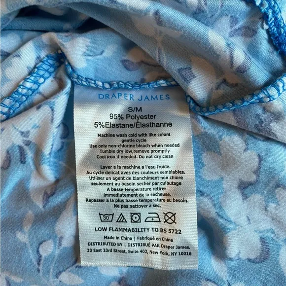 Draper James Floral RuffleHem Sun Dress Blue White Jersey Knit Size S/M…