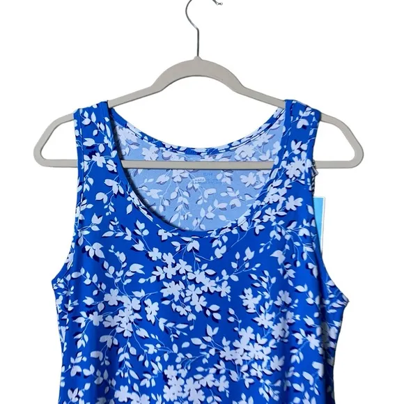 Draper James Floral RuffleHem Sun Dress Blue White Jersey Knit Size S/M…