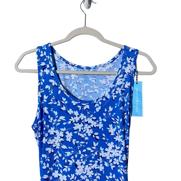 Draper James Floral RuffleHem Sun Dress Blue White Jersey Knit Size S/M…