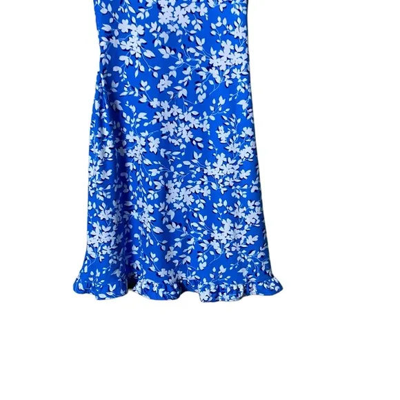 Draper James Floral RuffleHem Sun Dress Blue White Jersey Knit Size S/M…
