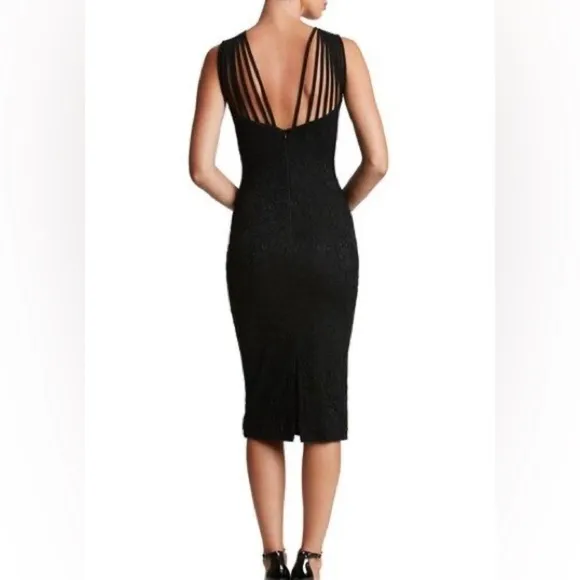 Dress the Population, Women's Gwen Midi Dress Sleeveless Black Sz. Small