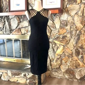Dress the Population, Women's Gwen Midi Dress Sleeveless Black Sz. Small