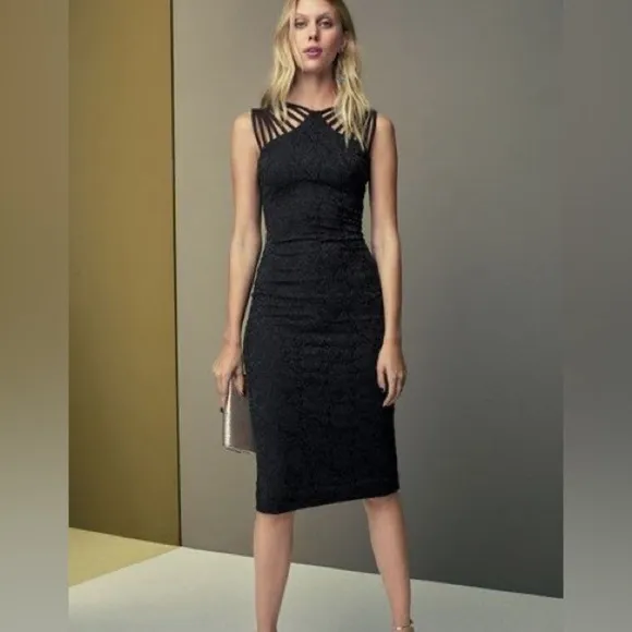 Dress the Population, Women's Gwen Midi Dress Sleeveless Black Sz. Small
