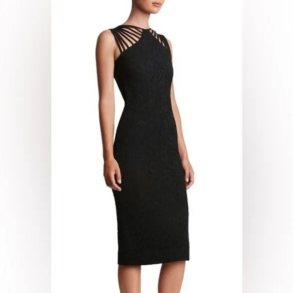 Dress the Population, Women's Gwen Midi Dress Sleeveless Black Sz. Small