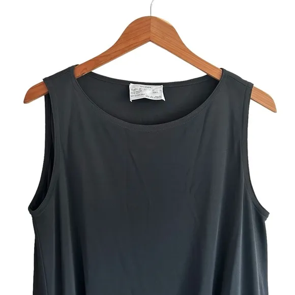 DUSAN Sz Large Grey Sleeveless Jersey Mini Dress Tunic Rayon Silk Minimalist