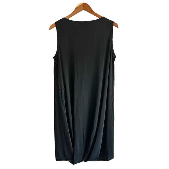 DUSAN Sz Large Grey Sleeveless Jersey Mini Dress Tunic Rayon Silk Minimalist