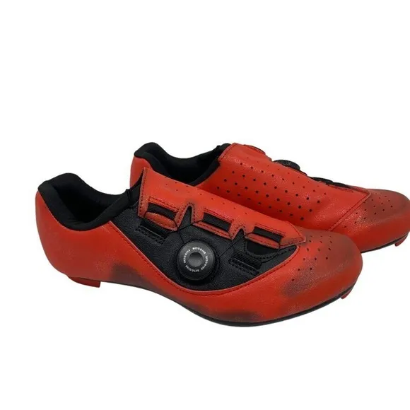 DWZRG Betoosen Mens Road Cycling Shoes Indoor/Outdoor Red/Bla Iridescent 5 1/2 M