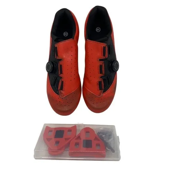 DWZRG Betoosen Mens Road Cycling Shoes Indoor/Outdoor Red/Bla Iridescent 5 1/2 M