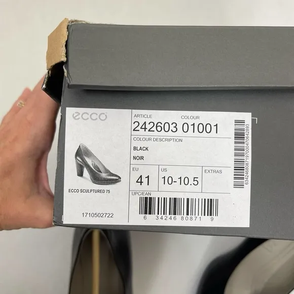 Ecco Black Sculptured 75 Leather Pump Heels NEW 10-10.5 / EU 41