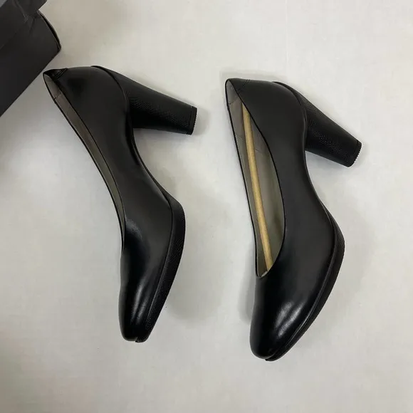 Ecco Black Sculptured 75 Leather Pump Heels NEW 10-10.5 / EU 41