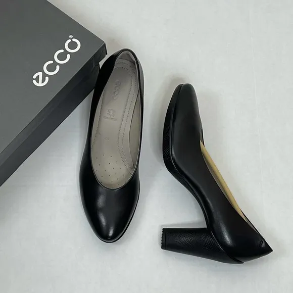 Ecco Black Sculptured 75 Leather Pump Heels NEW 10-10.5 / EU 41