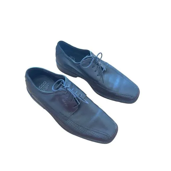 Ecco Mens Black Square Toe Leather Lace Up Oxford Career Dress Shoes Size 42