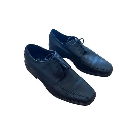 Ecco Mens Black Square Toe Leather Lace Up Oxford Career Dress Shoes Size 42