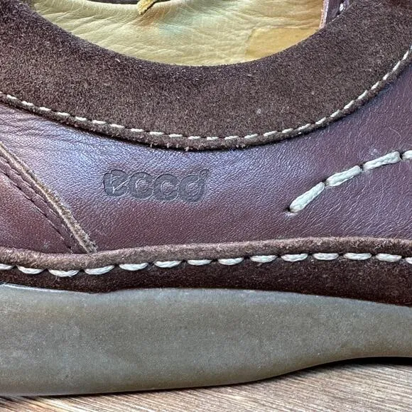 Ecco Mens Dress Shoes Brown Nubuck Leather Lace Up 2 Eye Size 42 EU/ 8 US Casual