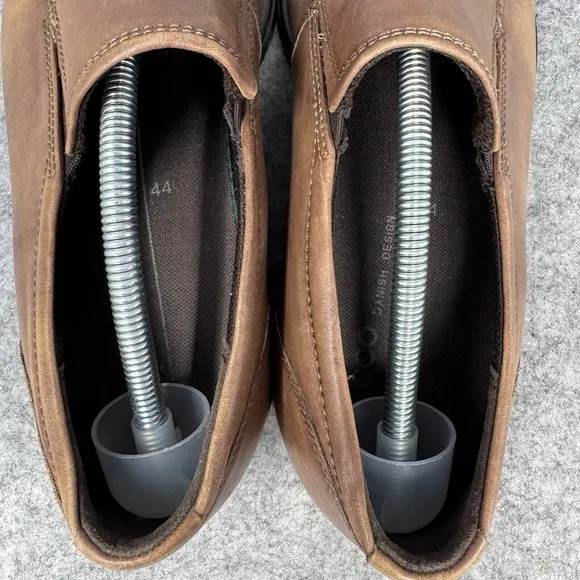 Ecco Queenstown Venetian Men Size 10 Shoes Brown Leather Bike Toe Slip On Loafer