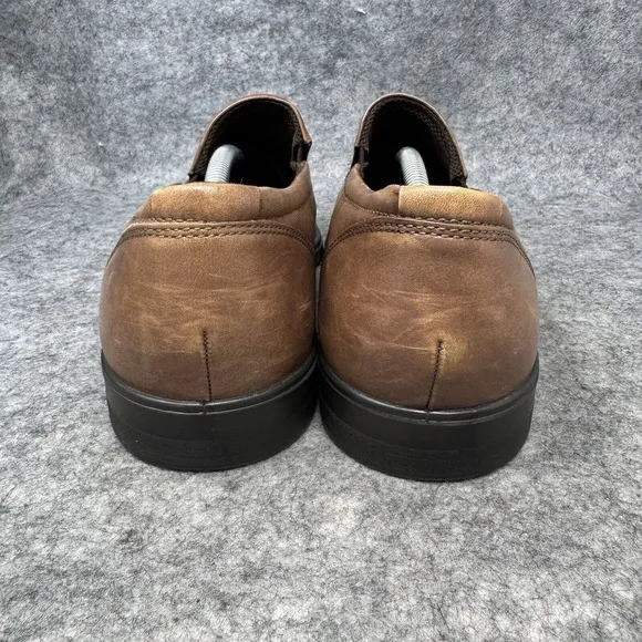 Ecco Queenstown Venetian Men Size 10 Shoes Brown Leather Bike Toe Slip On Loafer