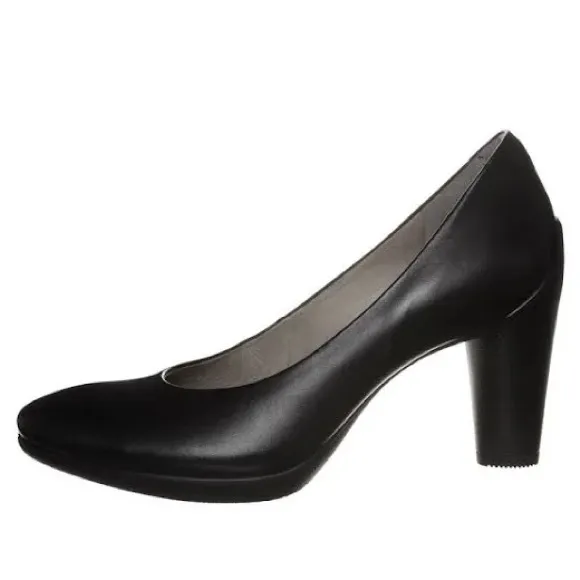 Ecco Sculptured 75 Black Leather Pump Heels, Size EU 41 | US 10-10.5 New in Box