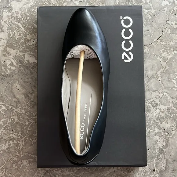 Ecco Sculptured 75 Black Leather Pump Heels, Size EU 41 | US 10-10.5 New in Box