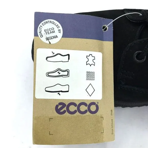 ECCO Soft Sneakers Womens 38 Black Nubuck Lace Up Shoes Cushioned RUNS SMALL NEW