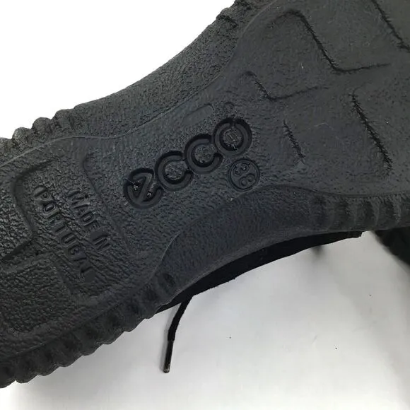 ECCO Soft Sneakers Womens 38 Black Nubuck Lace Up Shoes Cushioned RUNS SMALL NEW