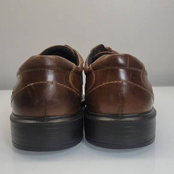 ECCO Dress Shoes Men EU 44 US 10 Brown Helsinki Leather Derby Lace Up Square Toe