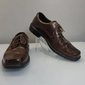ECCO Dress Shoes Men EU 44 US 10 Brown Helsinki Leather Derby Lace Up Square Toe