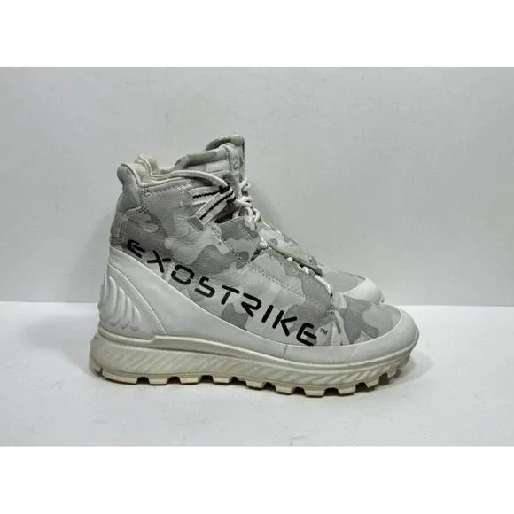 ECCO Exostrike Womens Size 7 / 7.5 Gray Camouflage Leather Hiking Trail Boots