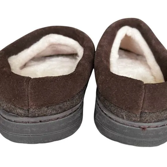 Eddie Bauer Brown Firelight Wool Shearling Lined slide clog slippers NWOT 10
