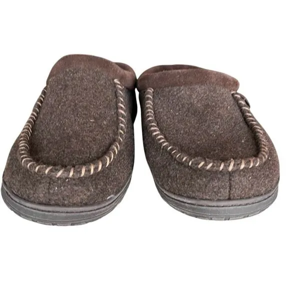 Eddie Bauer Brown Firelight Wool Shearling Lined slide clog slippers NWOT 10