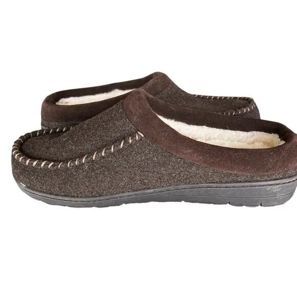 Eddie Bauer Brown Firelight Wool Shearling Lined slide clog slippers NWOT 10