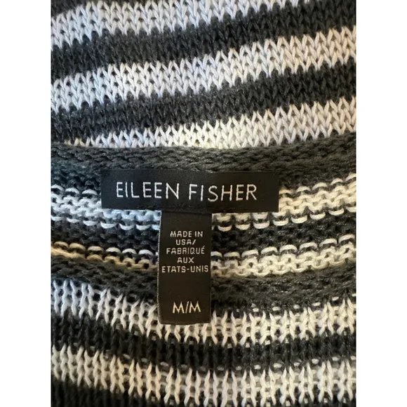 Eileen Fisher | 100%‎ Organic Linen Striped Crochet Quiet Luxury Shirt Dress, M
