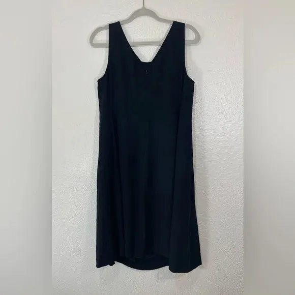 Eileen Fisher 100% Silk Black Sleeveless Midi Dress Women’s Sz Small Minimalist