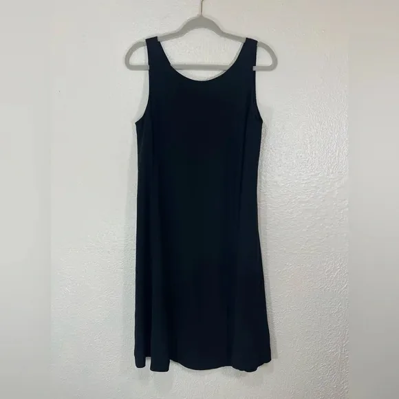 Eileen Fisher 100% Silk Black Sleeveless Midi Dress Women’s Sz Small Minimalist
